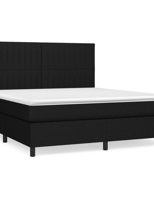 Загрузите изображение в средство просмотра галереи, Pat box spring cu saltea, negru, 180x200 cm, catifea
