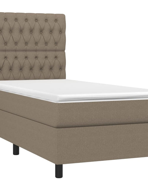 Загрузите изображение в средство просмотра галереи, Pat box spring cu saltea, gri taupe, 90x200 cm, textil
