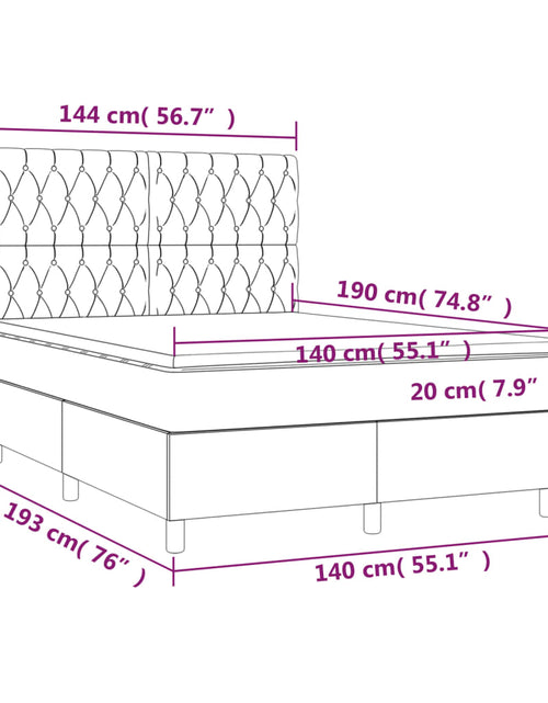 Încărcați imaginea în vizualizatorul Galerie, Pat box spring cu saltea, gri deschis, 140x190 cm, textil
