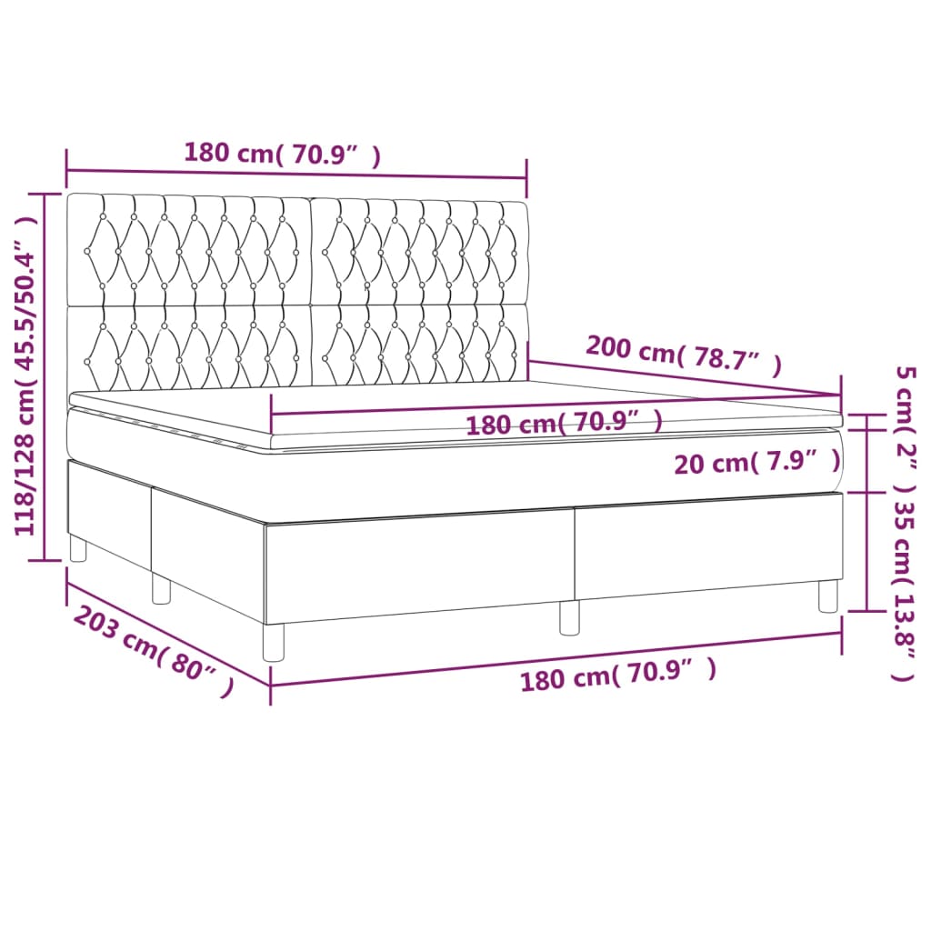 Pat box spring cu saltea, negru, 180x200 cm, catifea