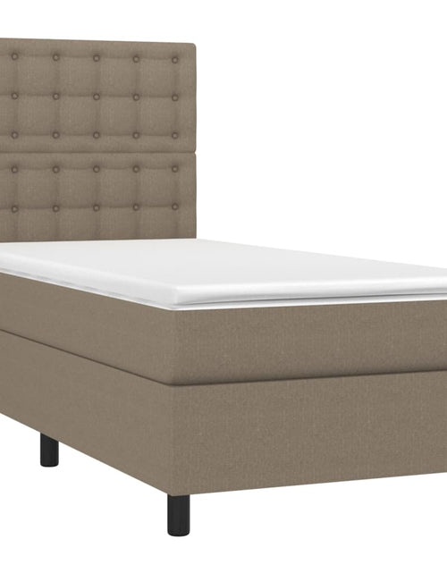 Загрузите изображение в средство просмотра галереи, Pat box spring cu saltea, gri taupe, 90x200 cm, textil
