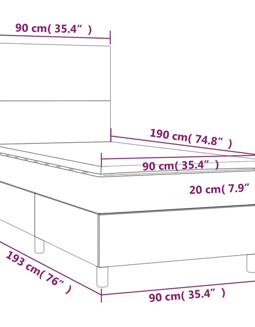 Загрузите изображение в средство просмотра галереи, Pat box spring cu saltea, maro închis, 90x190 cm, textil
