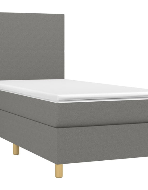 Загрузите изображение в средство просмотра галереи, Pat box spring cu saltea, gri închis, 100x200 cm, textil
