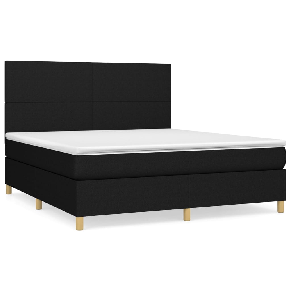 Pat box spring cu saltea, negru, 180x200 cm, catifea