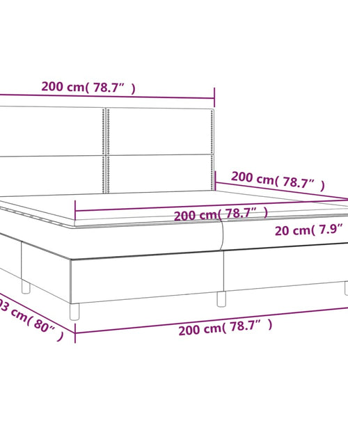 Încărcați imaginea în vizualizatorul Galerie, Pat box spring cu saltea, gri închis, 200x200 cm, textil
