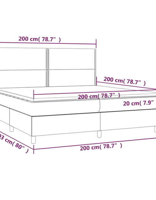 Încărcați imaginea în vizualizatorul Galerie, Pat box spring cu saltea, crem, 200x200 cm, textil

