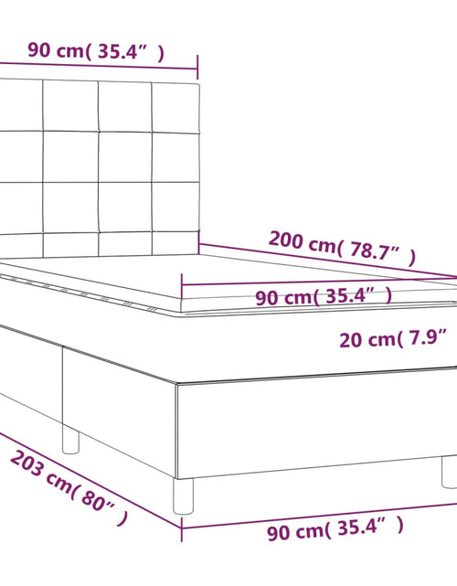 Загрузите изображение в средство просмотра галереи, Pat box spring cu saltea, gri închis, 90x200 cm, textil
