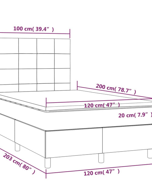 Загрузите изображение в средство просмотра галереи, Pat box spring cu saltea, gri închis, 120x200 cm, textil
