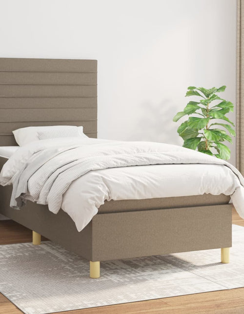 Încărcați imaginea în vizualizatorul Galerie, Pat box spring cu saltea, gri taupe, 100x200 cm, textil
