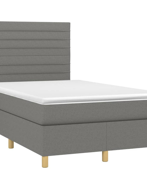 Загрузите изображение в средство просмотра галереи, Pat box spring cu saltea, gri închis, 120x200 cm, textil
