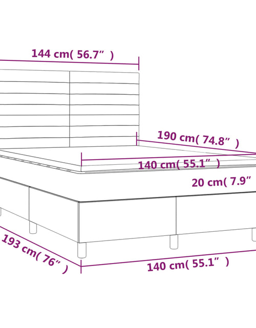 Загрузите изображение в средство просмотра галереи, Pat box spring cu saltea, gri deschis, 140x190 cm, textil
