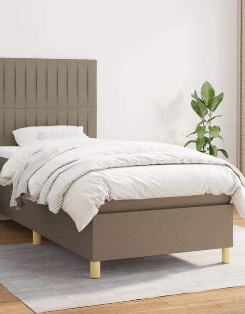 Încărcați imaginea în vizualizatorul Galerie, Pat box spring cu saltea, gri taupe, 100x200 cm, textil
