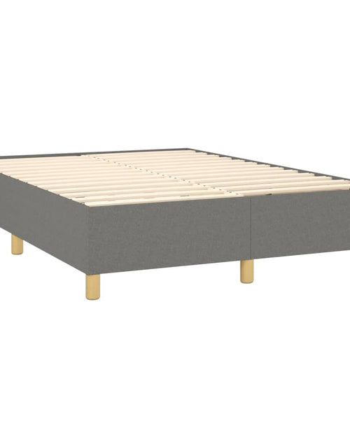 Загрузите изображение в средство просмотра галереи, Pat box spring cu saltea, gri închis, 140x190 cm, textil
