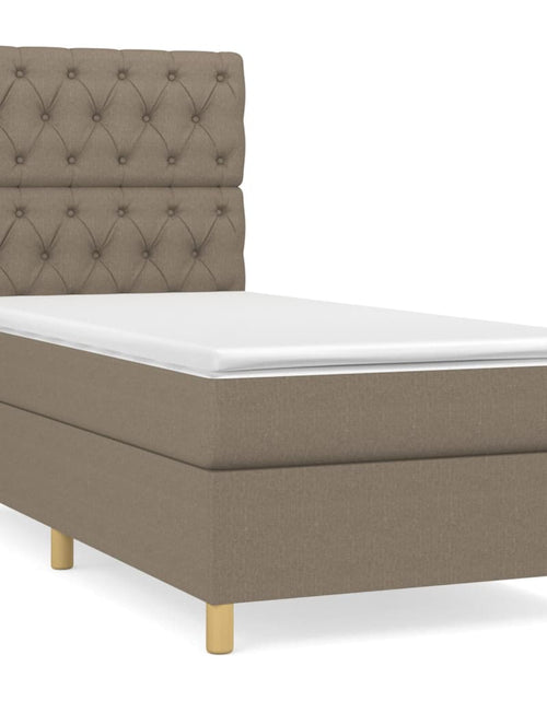 Загрузите изображение в средство просмотра галереи, Pat box spring cu saltea, gri taupe, 80x200 cm, textil
