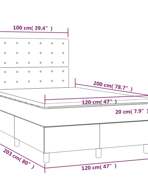 Загрузите изображение в средство просмотра галереи, Pat box spring cu saltea, gri închis, 120x200 cm, textil
