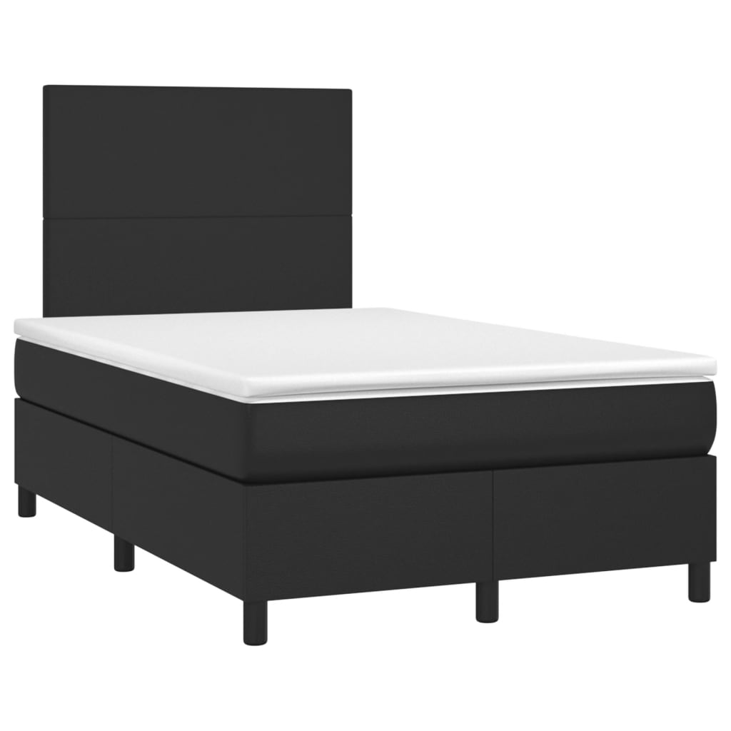 Pat box spring cu saltea, negru, 120x200 cm, piele ecologică