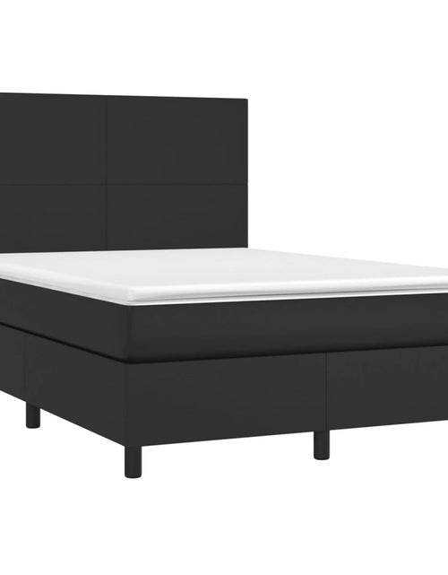 Încărcați imaginea în vizualizatorul Galerie, Pat box spring cu saltea, negru, 140x190 cm, piele ecologică
