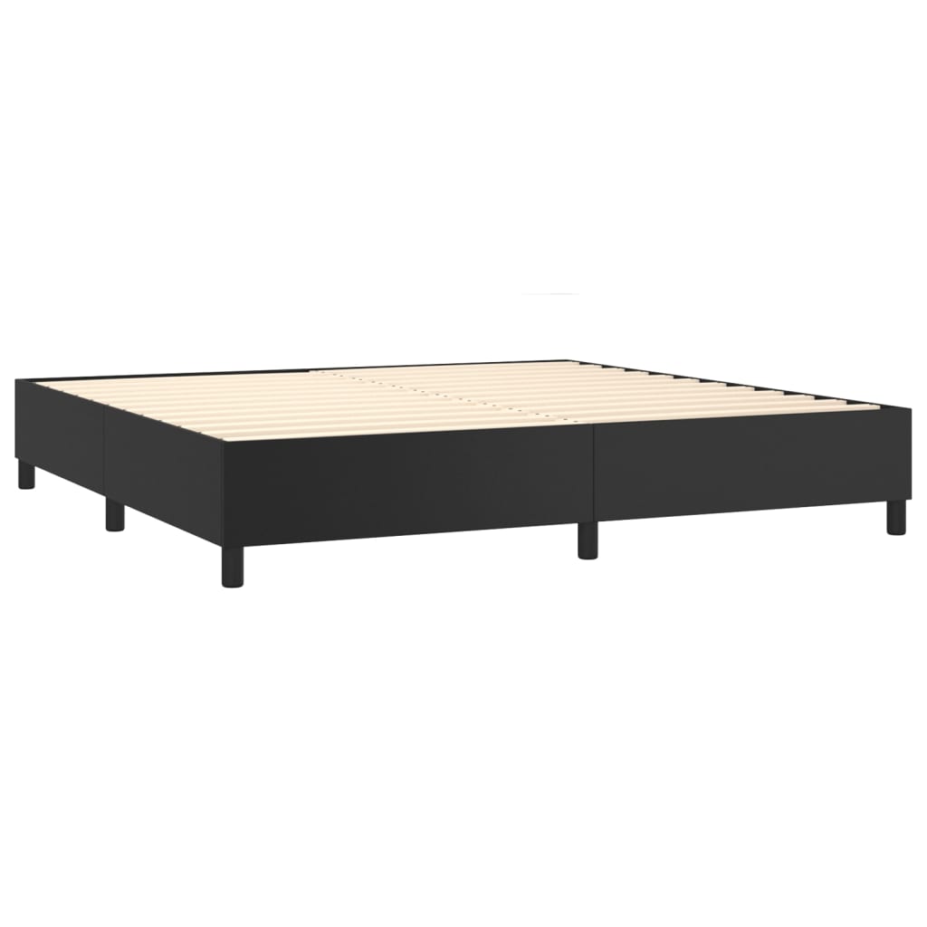 Pat box spring cu saltea, negru, 200x200 cm, piele ecologică