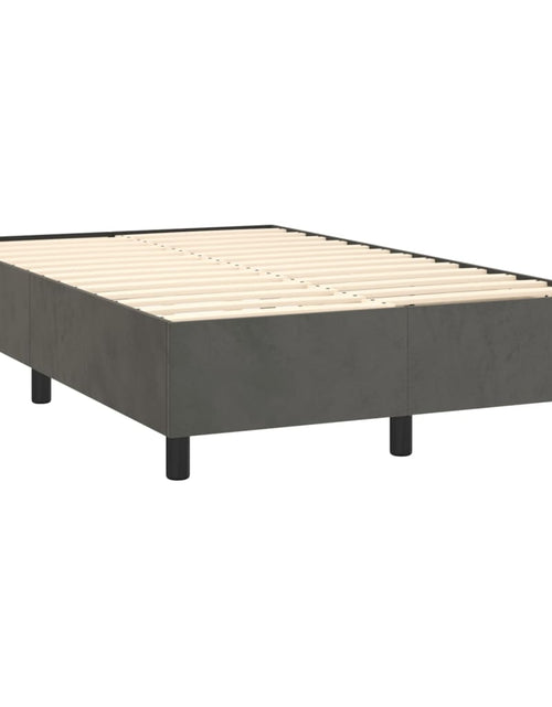 Загрузите изображение в средство просмотра галереи, Pat box spring cu saltea, gri închis, 120x200 cm, catifea
