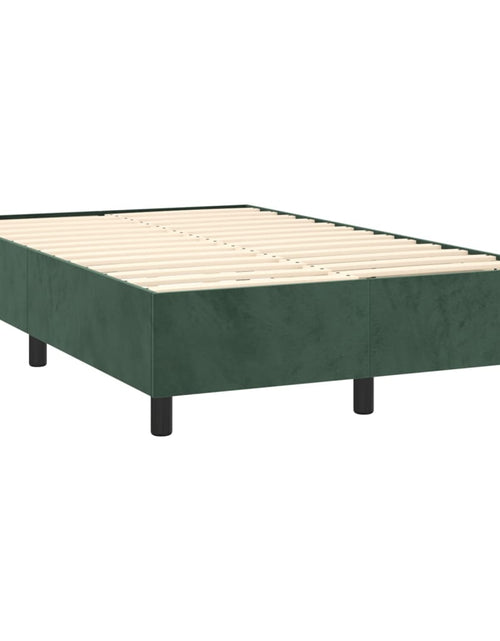 Încărcați imaginea în vizualizatorul Galerie, Pat box spring cu saltea, verde închis, 120x200 cm, catifea
