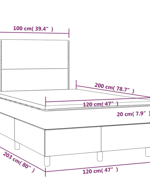 Загрузите изображение в средство просмотра галереи, Pat box spring cu saltea, albastru închis, 120x200 cm, catifea
