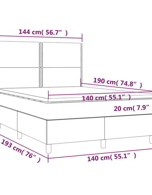 Încărcați imaginea în vizualizatorul Galerie, Pat box spring cu saltea, gri deschis, 140x190 cm, catifea
