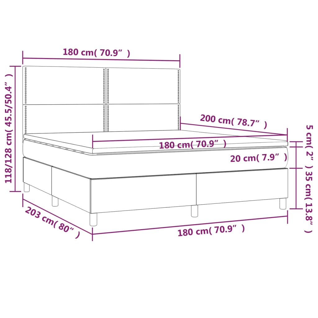 Pat box spring cu saltea, albastru închis, 180x200 cm, catifea