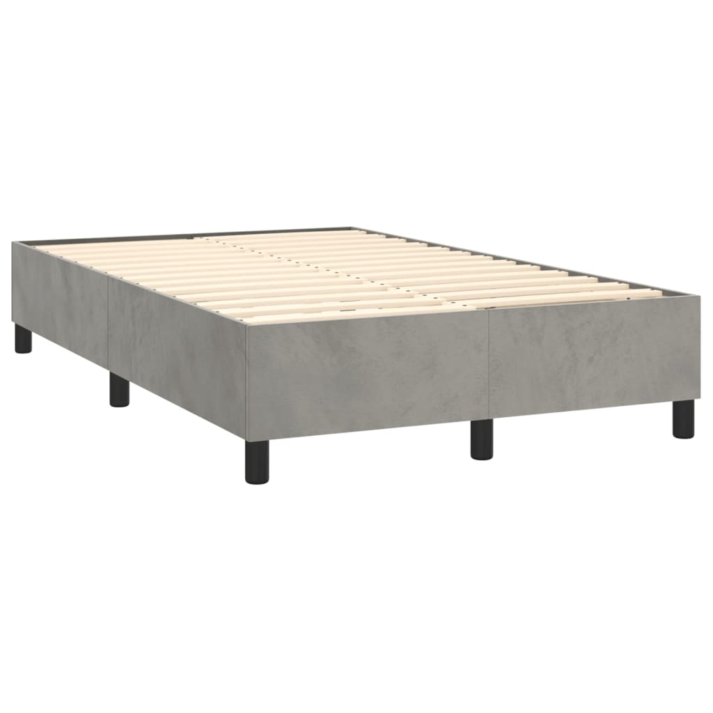 Pat box spring cu saltea, gri deschis, 120x200 cm, catifea