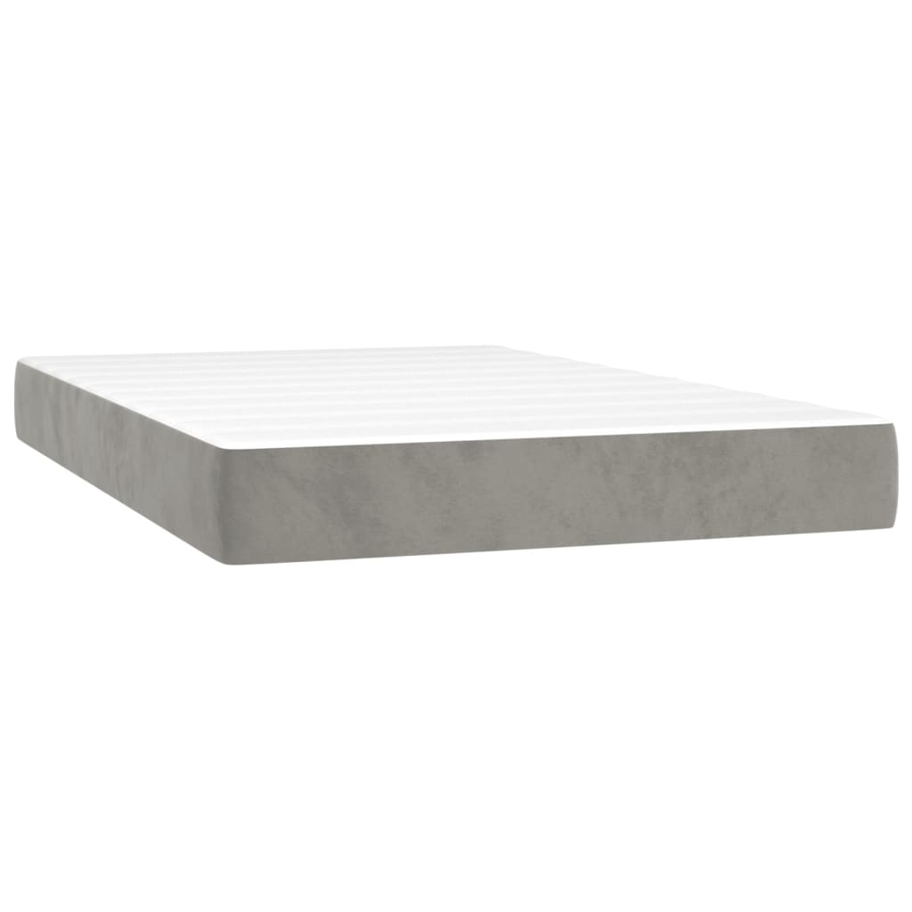 Pat box spring cu saltea, gri deschis, 120x200 cm, catifea