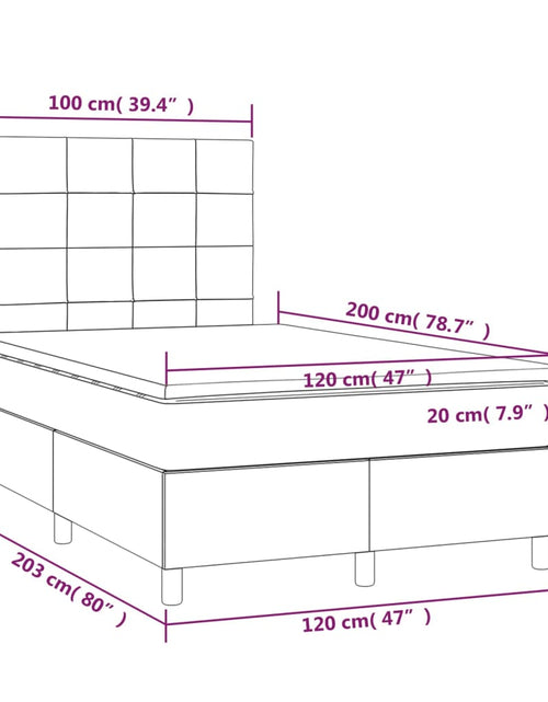 Загрузите изображение в средство просмотра галереи, Pat box spring cu saltea, gri deschis, 120x200 cm, catifea
