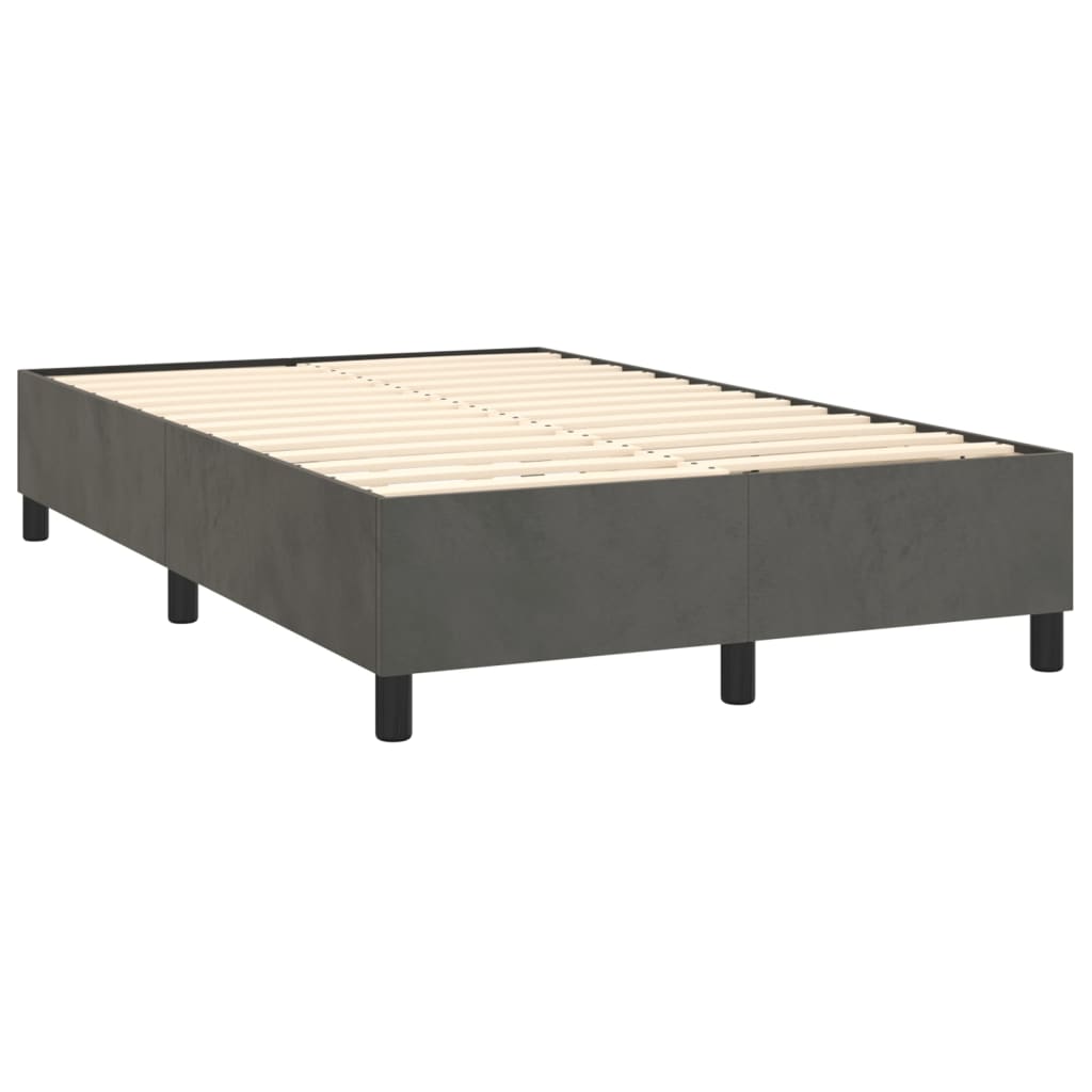 Pat box spring cu saltea, gri închis, 120x200 cm, catifea