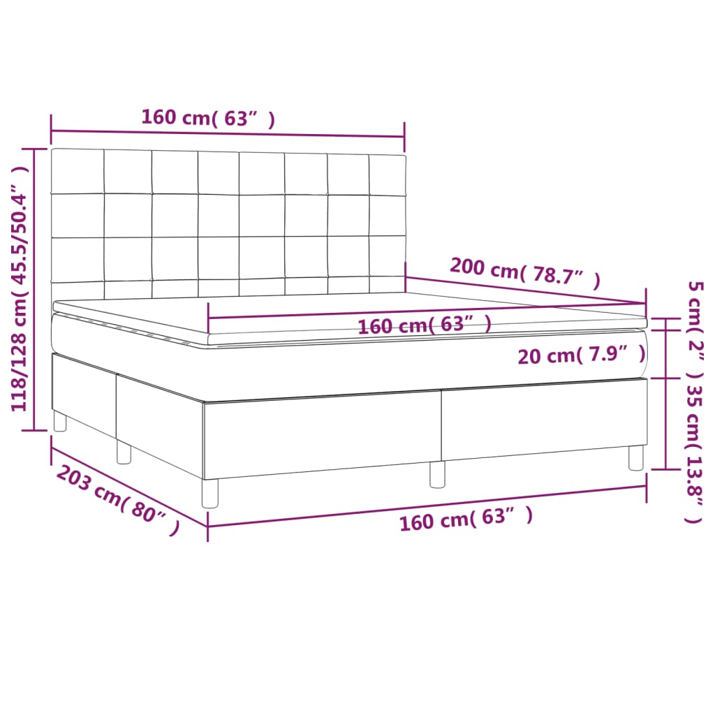 Pat box spring cu saltea, negru, 160x200 cm, catifea