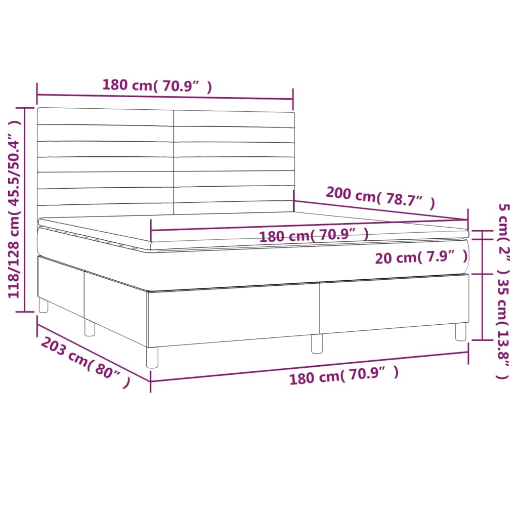 Pat box spring cu saltea, negru, 180x200 cm, catifea