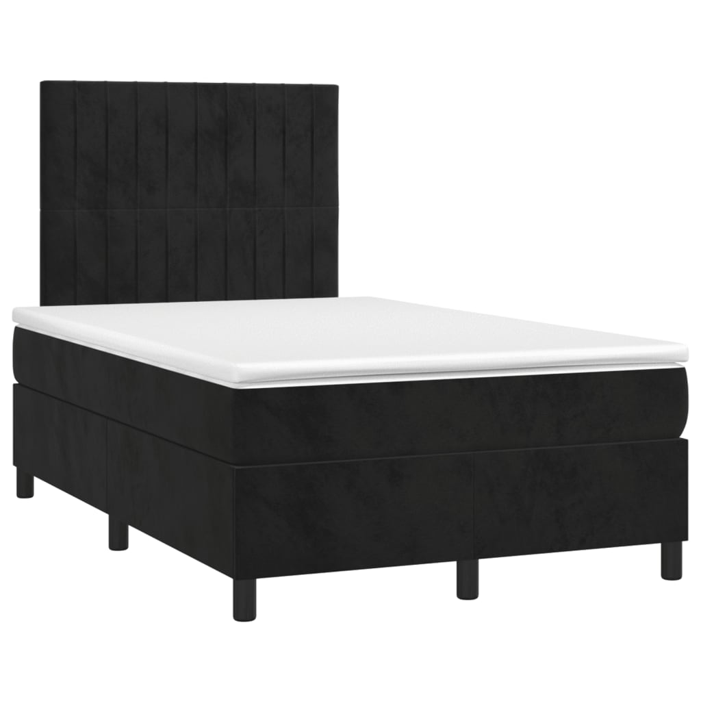 Pat box spring cu saltea, negru, 120x200 cm, catifea