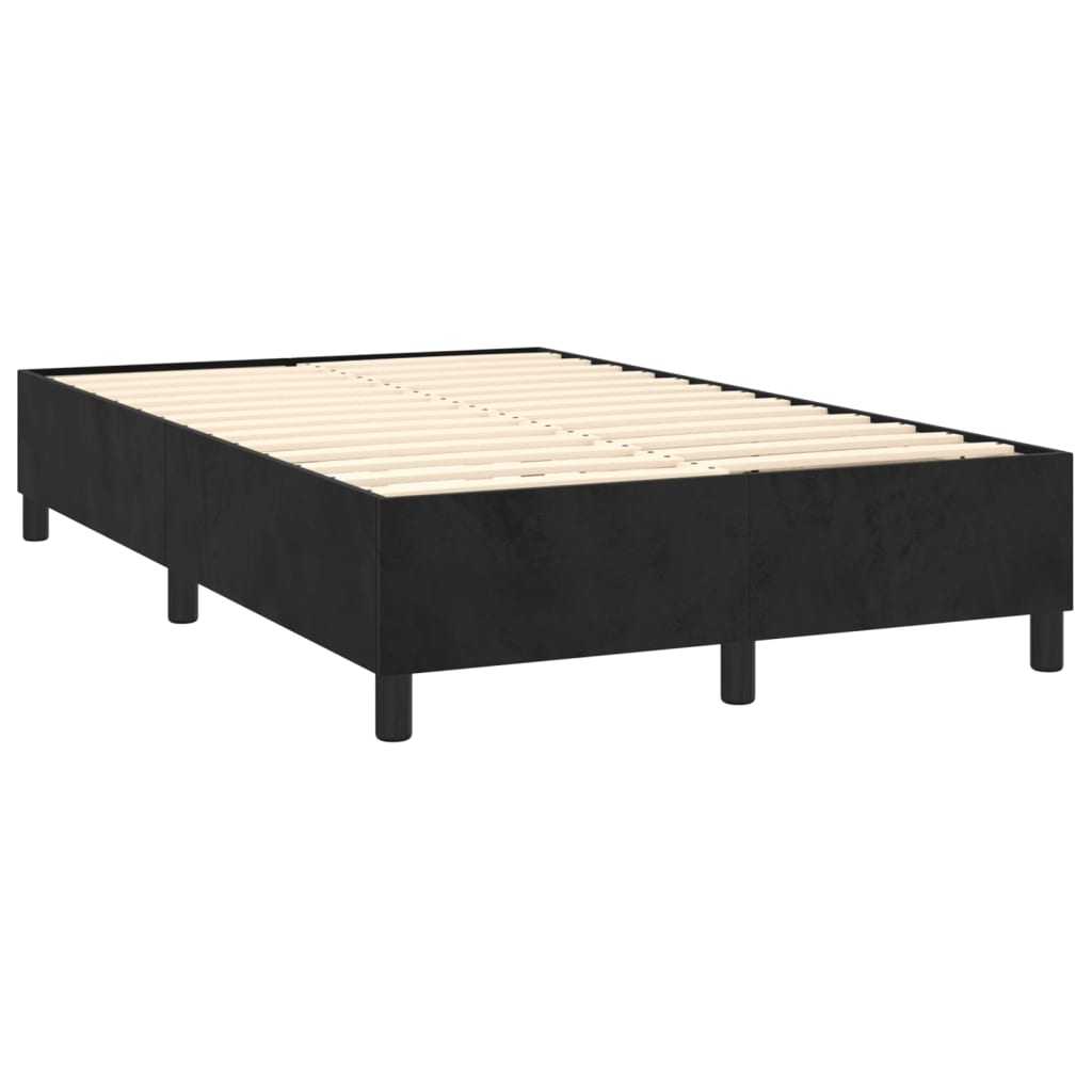 Pat box spring cu saltea, negru, 120x200 cm, catifea