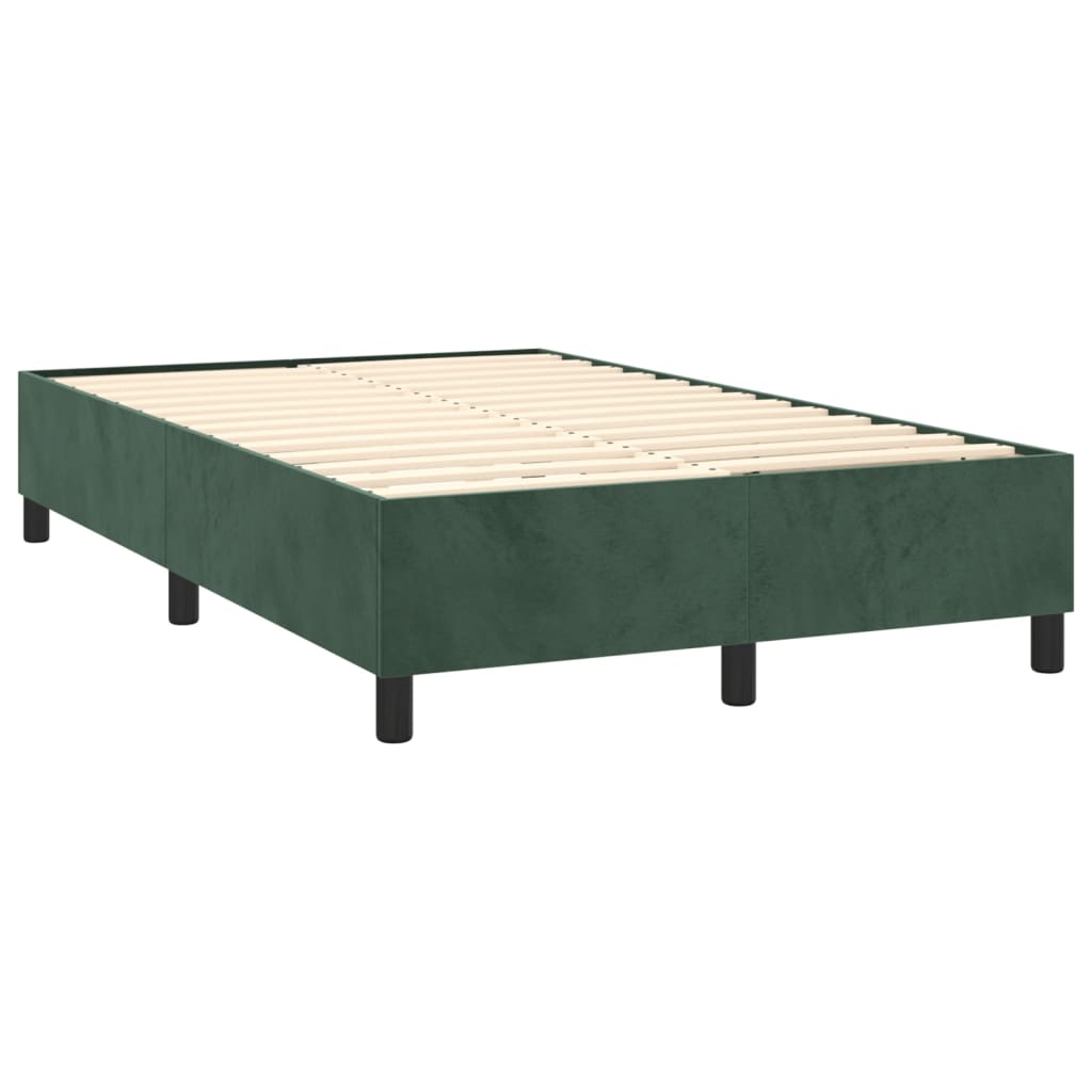 Pat box spring cu saltea, verde închis, 120x200 cm, catifea