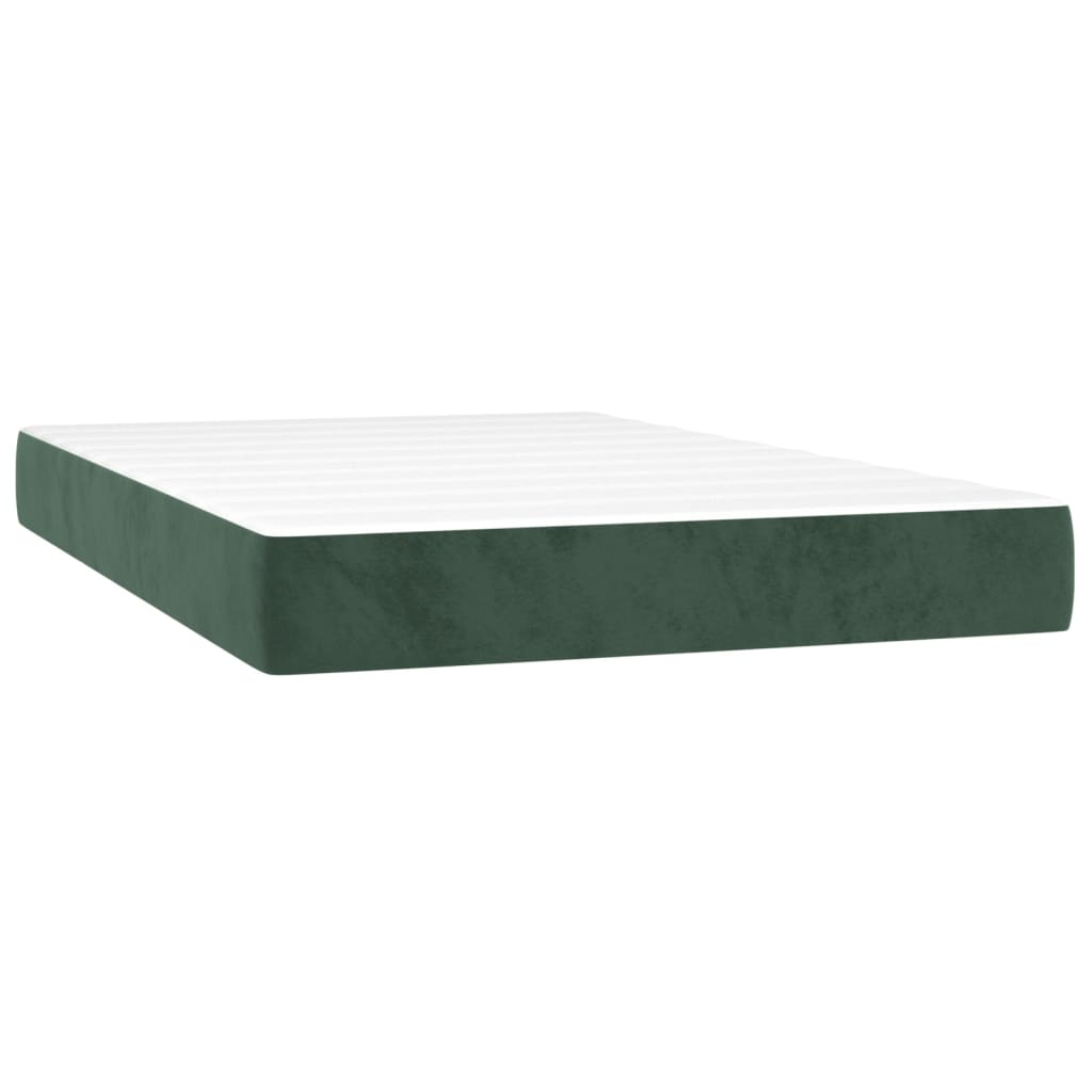 Pat box spring cu saltea, verde închis, 120x200 cm, catifea