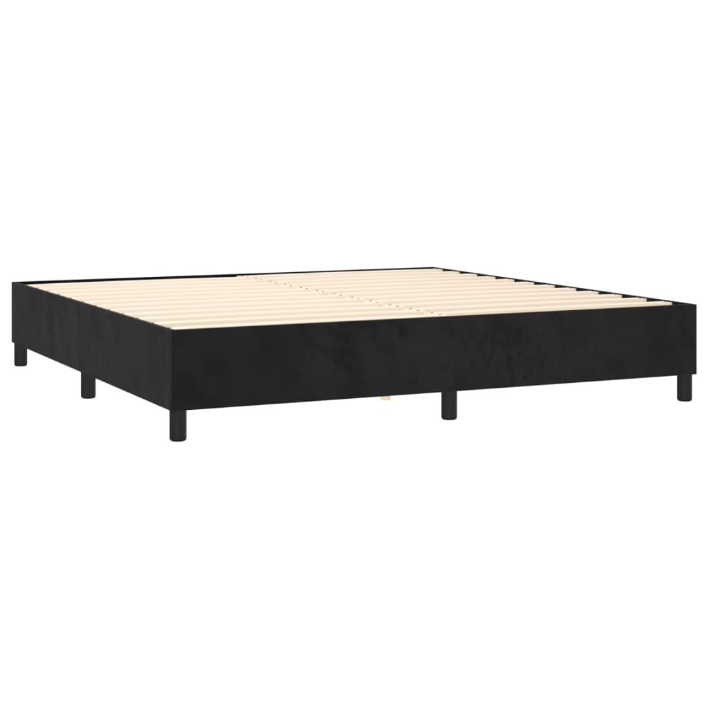 Pat box spring cu saltea, negru, 200x200 cm, catifea