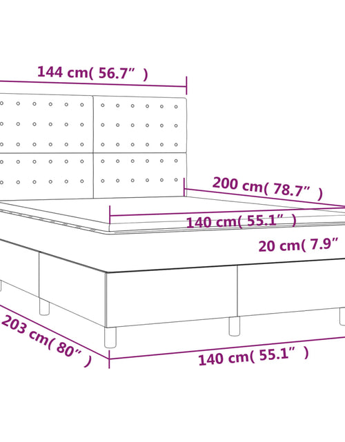 Загрузите изображение в средство просмотра галереи, Pat box spring cu saltea, gri deschis, 140x200 cm, catifea
