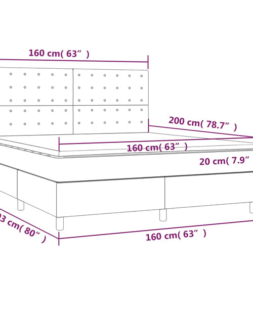 Загрузите изображение в средство просмотра галереи, Pat box spring cu saltea, gri închis, 160x200 cm, catifea
