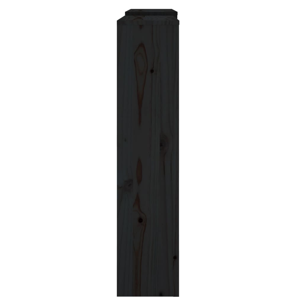 Mască pentru calorifer, negru, 210x21x85 cm, lemn masiv de pin