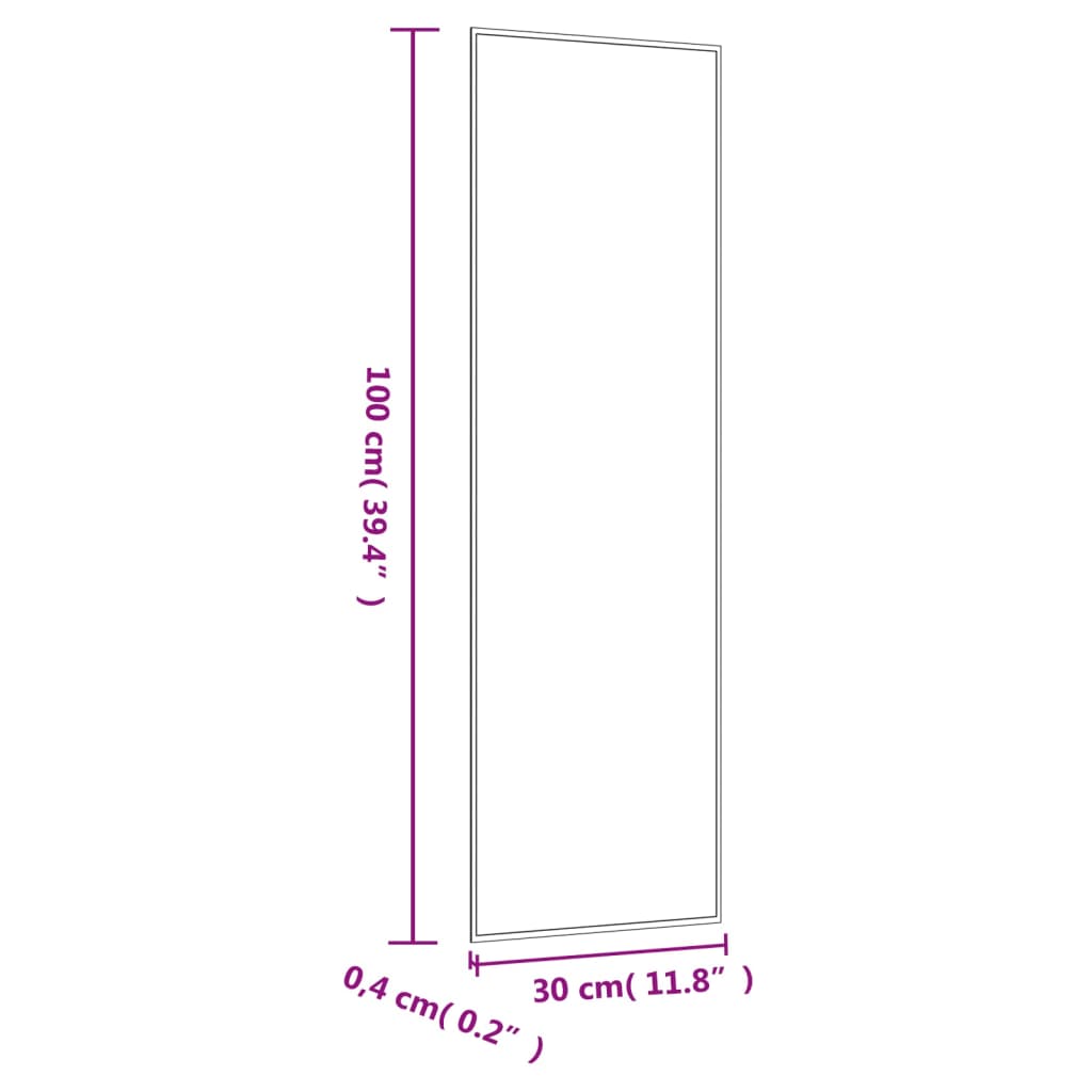 Oglindă de perete, 30x100 cm, dreptunghiular, sticlă