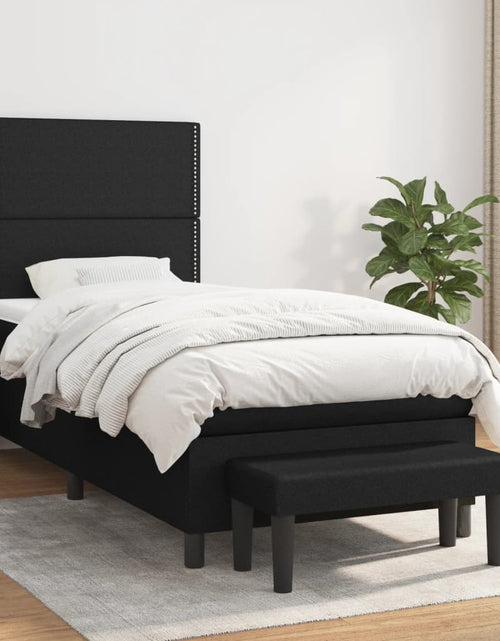 Загрузите изображение в средство просмотра галереи, Pat box spring cu saltea, negru, 90x200 cm, textil
