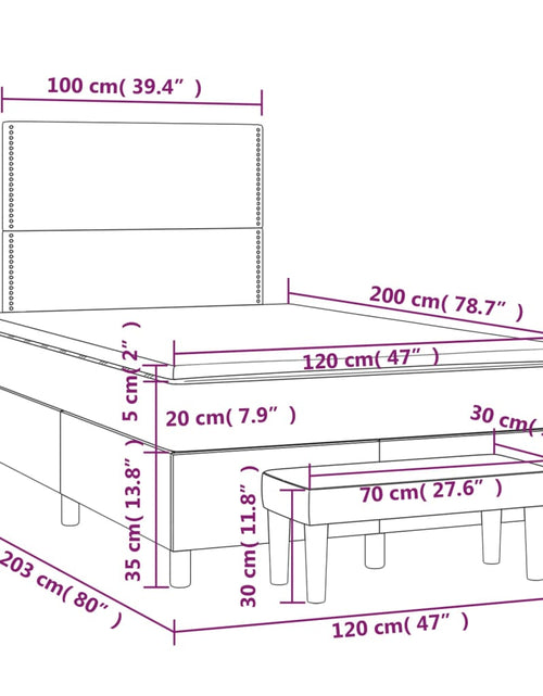 Încărcați imaginea în vizualizatorul Galerie, Pat box spring cu saltea, crem, 120x200 cm, textil
