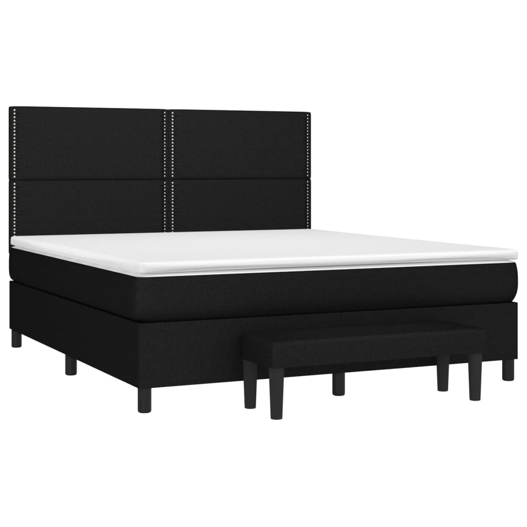 Pat box spring cu saltea, negru, 180x200 cm, catifea