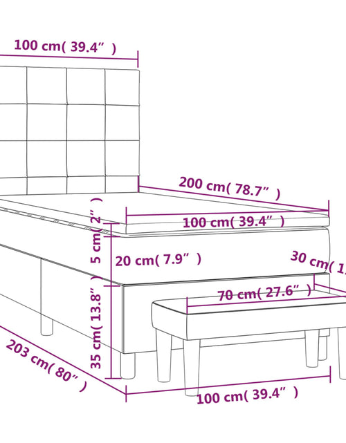 Загрузите изображение в средство просмотра галереи, Pat box spring cu saltea, gri închis, 100x200 cm, textil
