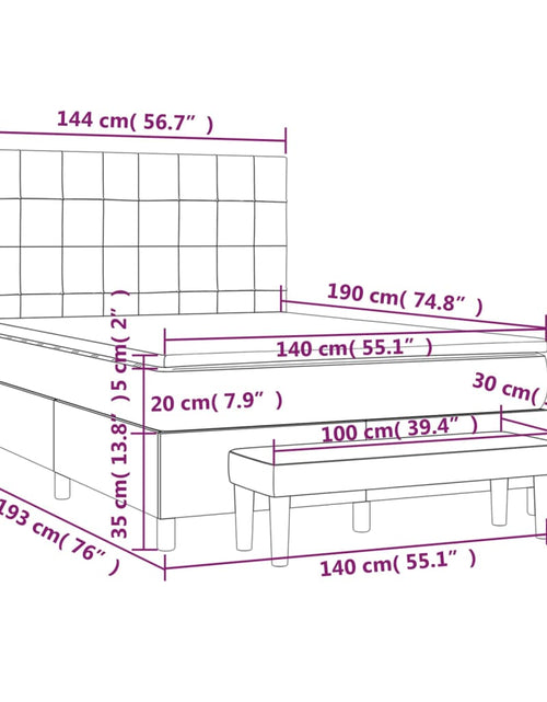 Загрузите изображение в средство просмотра галереи, Pat box spring cu saltea, gri închis, 140x190 cm, textil
