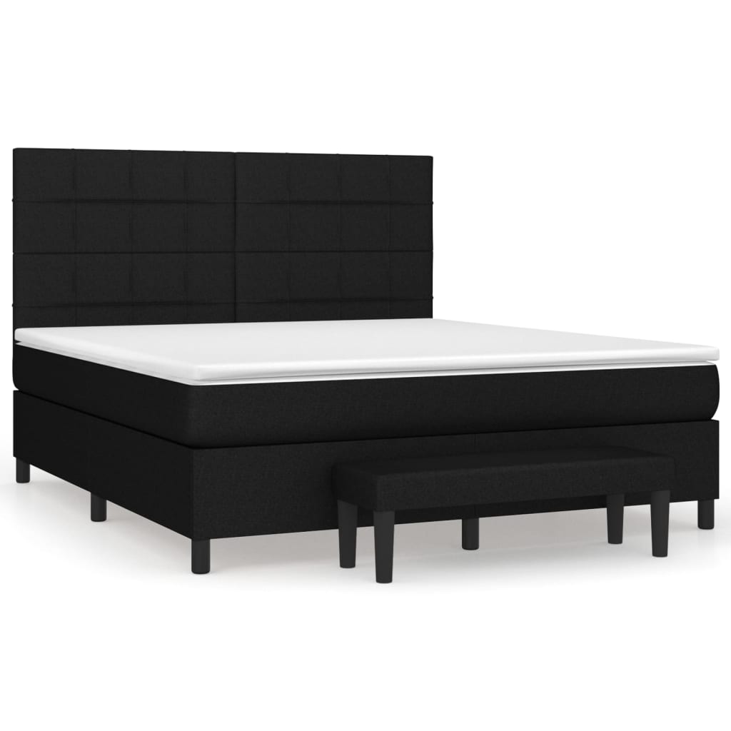 Pat box spring cu saltea, negru, 180x200 cm, catifea