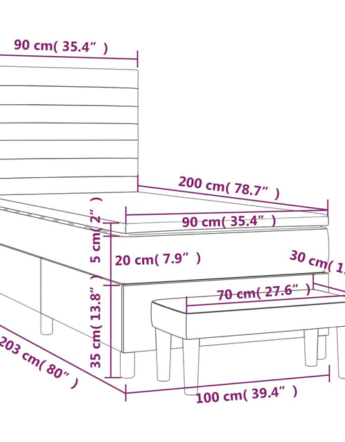 Загрузите изображение в средство просмотра галереи, Pat box spring cu saltea, gri deschis, 90x200 cm, textil
