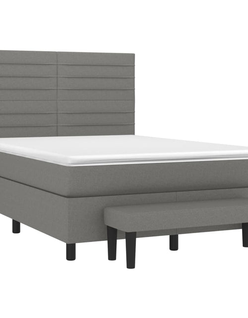 Загрузите изображение в средство просмотра галереи, Pat box spring cu saltea, gri închis, 140x190 cm, textil
